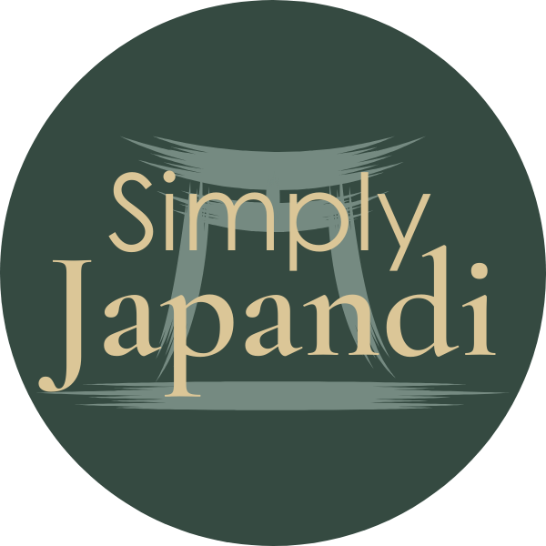 Simply Japandi circle logo with dark green background
